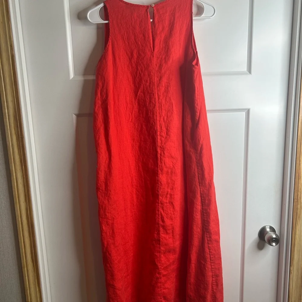 Lord & Taylor Woman Size 0X Sleeveless Linen Dress Red Beach Resortwear 3006 - Picture 8 of 8
